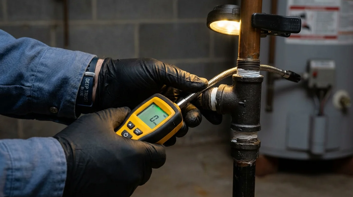 Gas leak detection with electronic sniffer by Johns Plumbing LLC in Fitzgerald