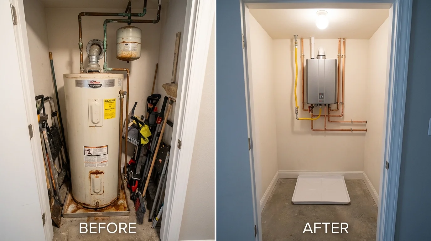 Tank water heater versus wall-mounted tankless unit comparison for Fitzgerald, GA homeowners
